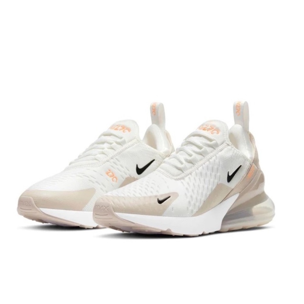 Nike Women's Air Max 270 White and Tan Sneakers - 7.5